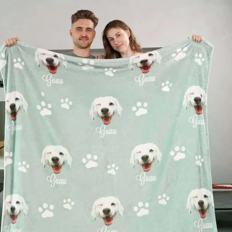 Personalized Dog Name Photo Blanket