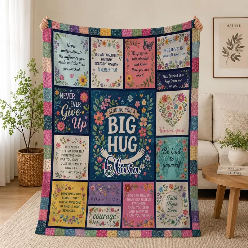 Sending You A Big Hug Patchwork Blanket