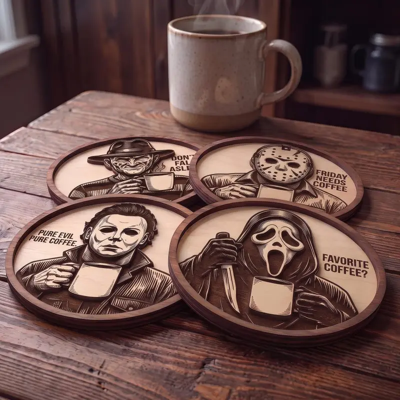 Horror Slashers Need Coffee Coaster SVG