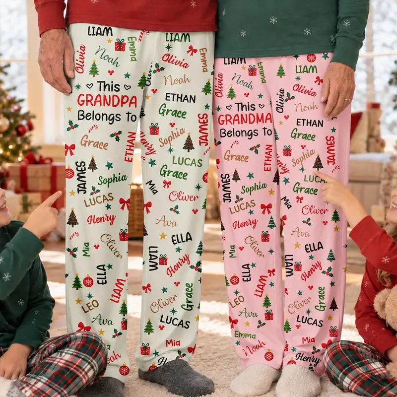 This Grandpa Belongs To Grandkids Names Pajama Pants