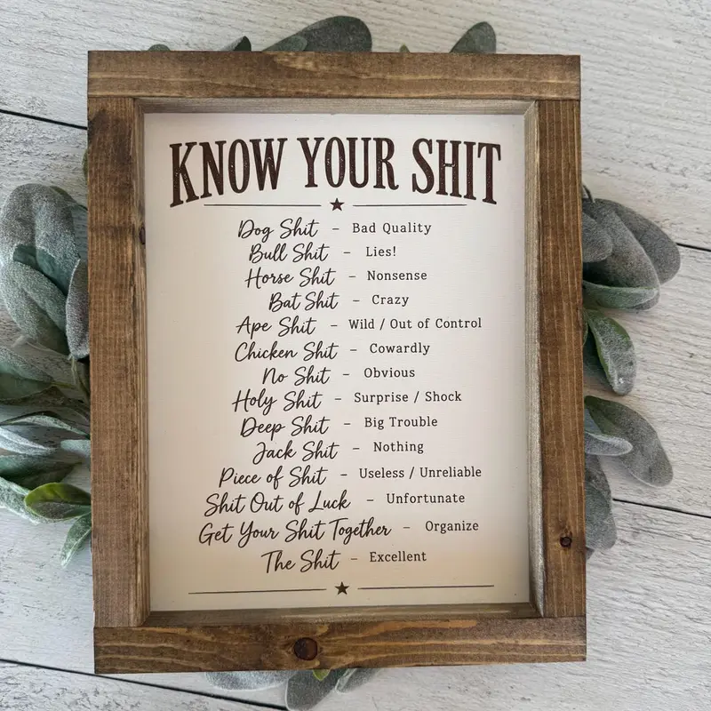 Know Your Shit Definitions Framed Sign