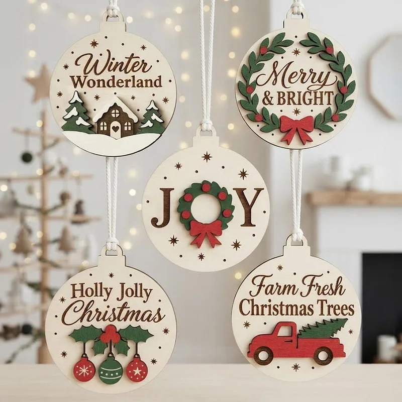 Farmhouse Christmas Bauble Ornament SVG Bundle